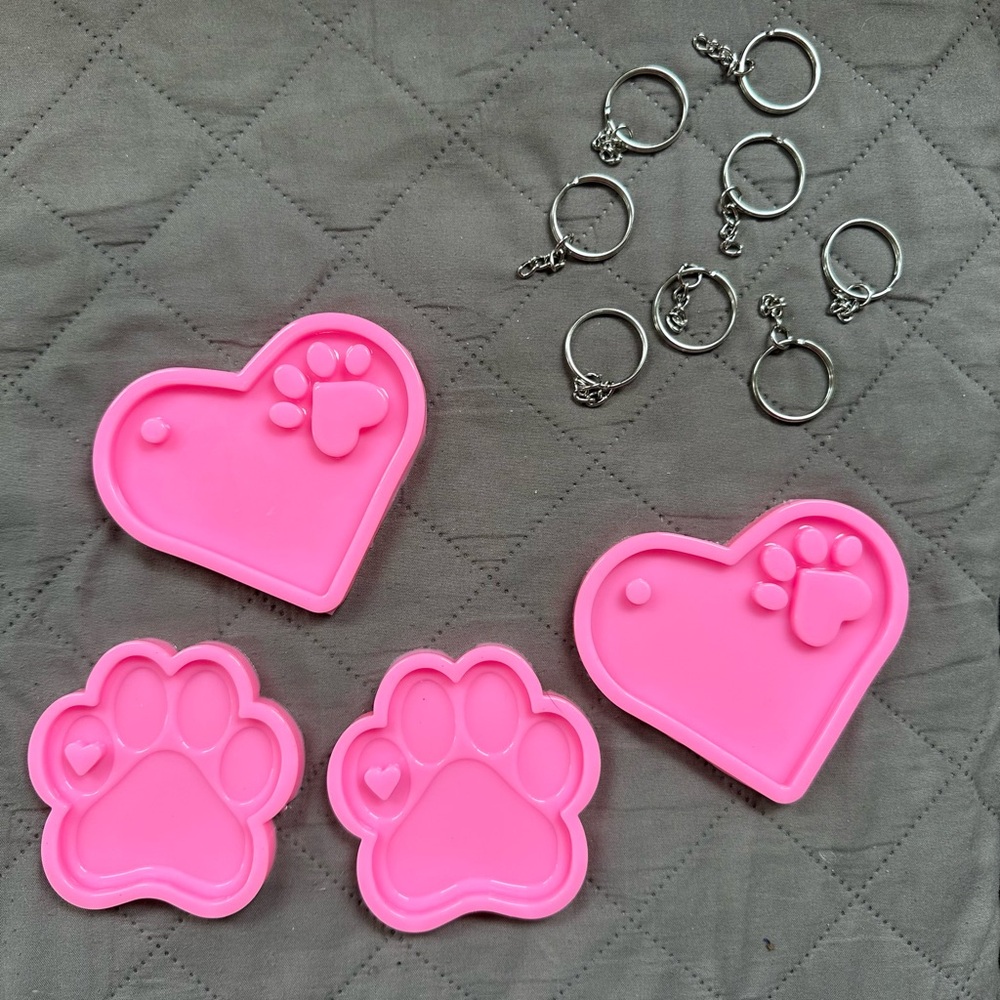 Silicone Paw Print & Heart Shaped Molds Set for DIY